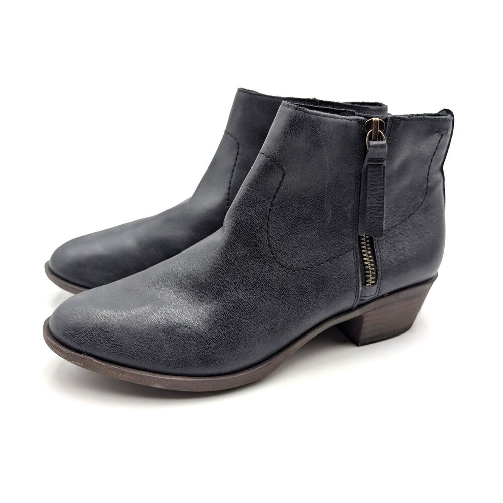Lucky Brand Blandre Leather Ankle Booties Women's Black Size US6.5M EU37